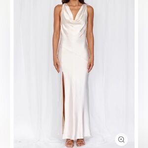 HELLO MOLLY The Loretta Cowl Satin Maxi Dress Pearl